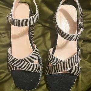 J. Crew Zebra-Print Strappy Sandals - Black & White